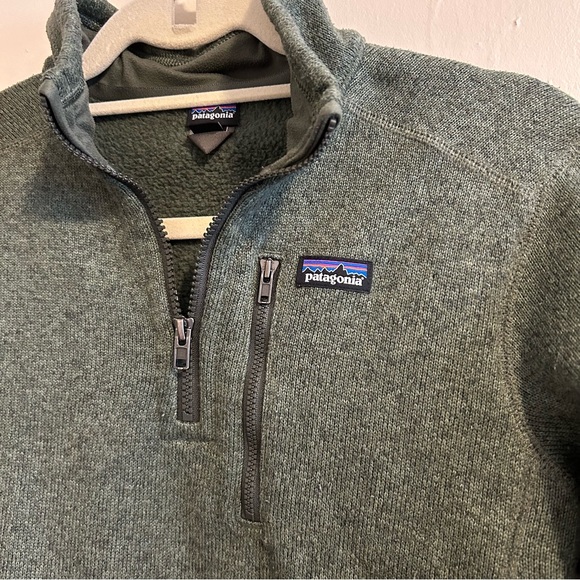Boys Patagonia dark green better sweater 1/4 zip pullover jacket size 14 XL - Picture 3 of 7